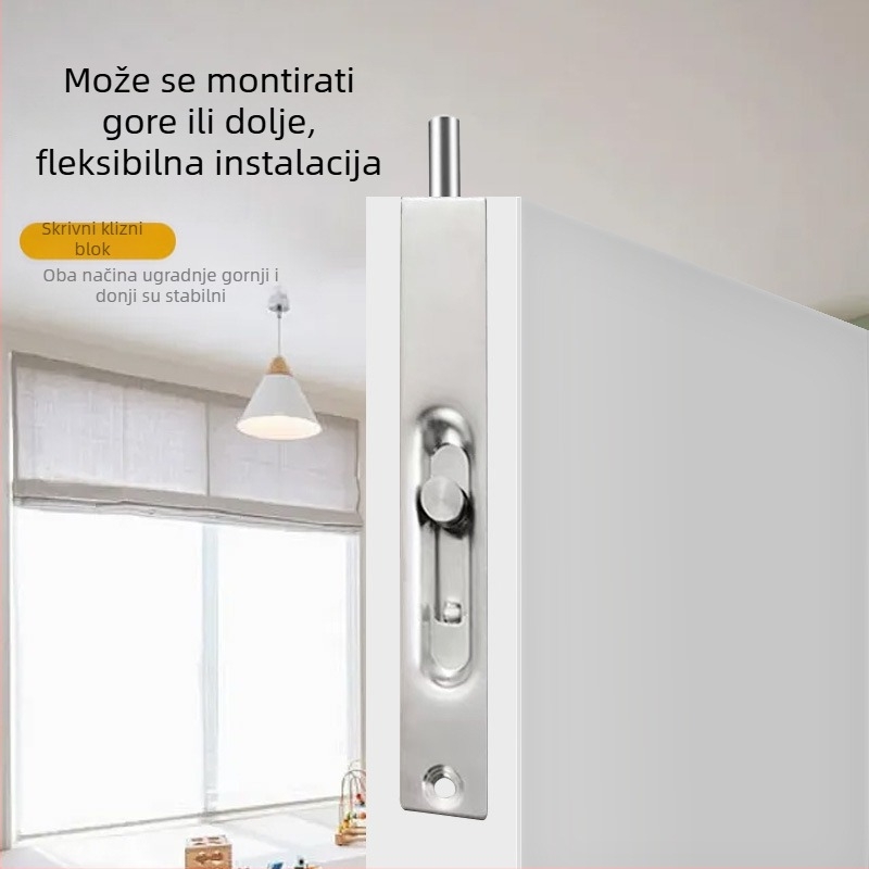 Heaven-Earth tip ugradbeni zasun za dvostruka vrata; gornji-donji mehanizam umetanja; materijal: nehrđajući čelik i željezo; završna obrada: elektroplatiranje