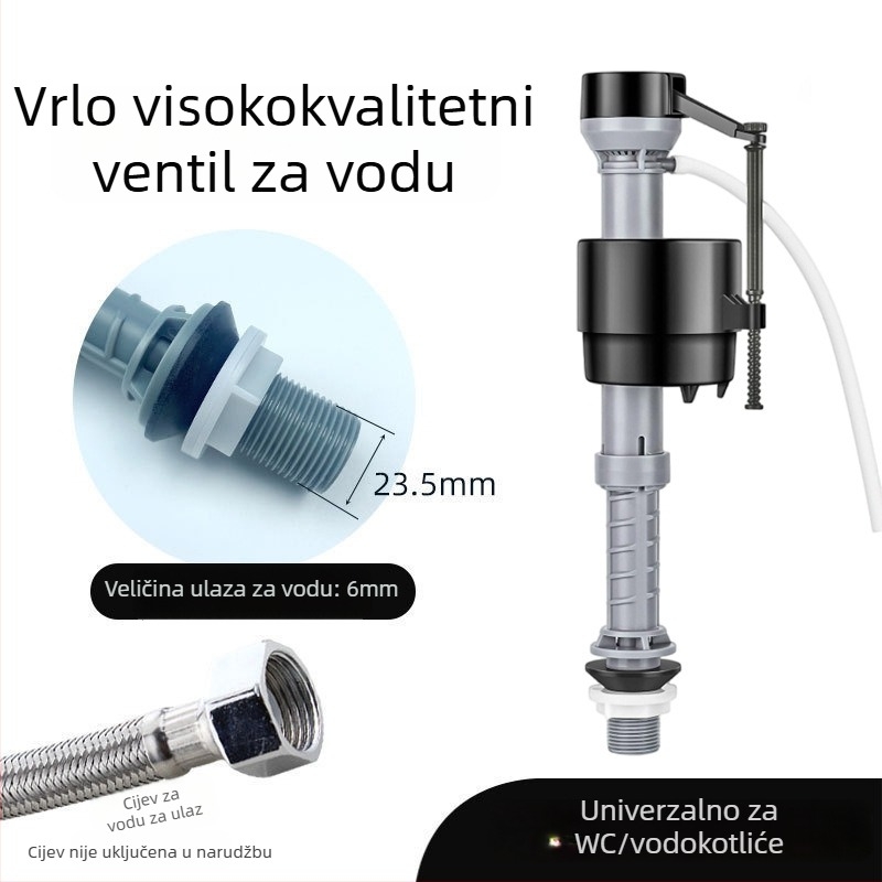 Toaletni ulazni ventil s reguliranim igličnim ventilom, PVC+POM, XMBOXINI, donji ulaz
