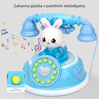 Dječji retro crtani telefon – obrazovni stroj za priče, telefon s više načina simulacije za djevojčice ( Memorija: 1G, Materijal: Plastika, Funkcije: Električno, Svjetlo, Glazba, Uzrast 0–3)