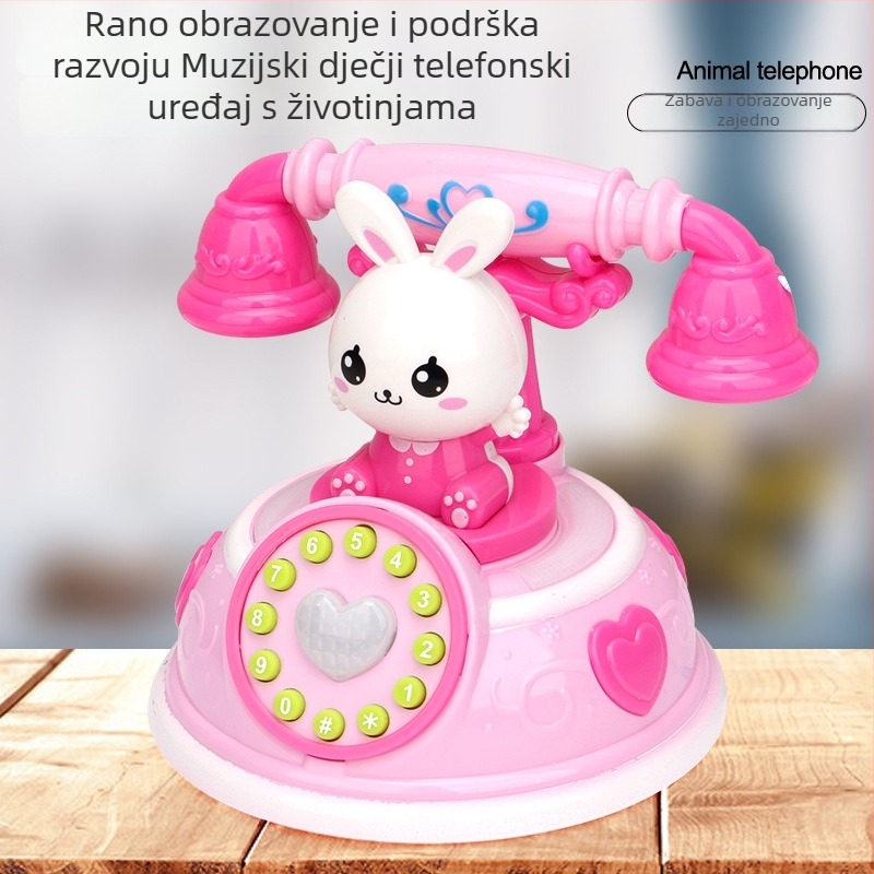 Dječji retro crtani telefon – obrazovni stroj za priče, telefon s više načina simulacije za djevojčice ( Memorija: 1G, Materijal: Plastika, Funkcije: Električno, Svjetlo, Glazba, Uzrast 0–3)