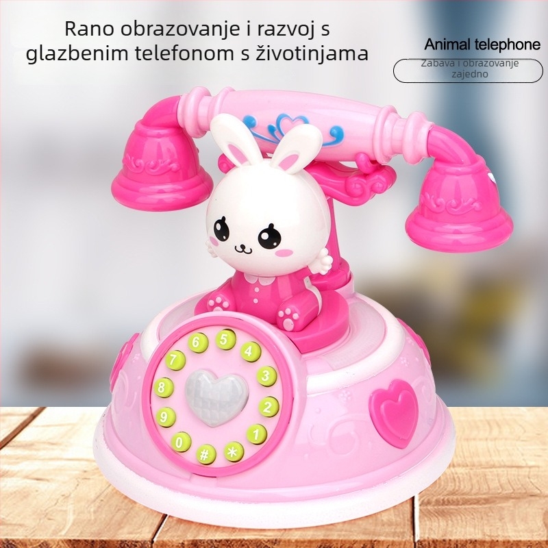 Dječji retro crtani telefon – obrazovni stroj za priče, telefon s više načina simulacije za djevojčice ( Memorija: 1G, Materijal: Plastika, Funkcije: Električno, Svjetlo, Glazba, Uzrast 0–3)