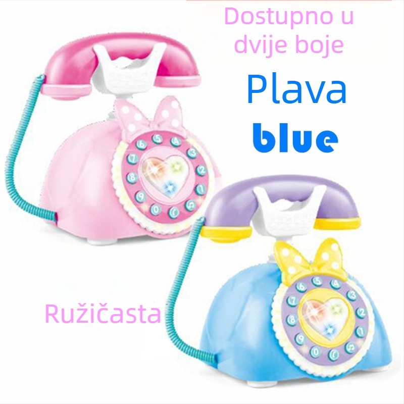 Edukativna retro telefonska igračka – svjetla i glazba, ABS kućište, napajanje baterijama, za djecu 4–6 godina