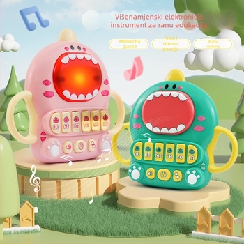 Dinosaurus svjetleći glazbeni priča-stroj za predšolsku edukaciju – električni, svjetla, bubanj i glazba, plastični, napajanje baterijama, za djecu 4–6 godina