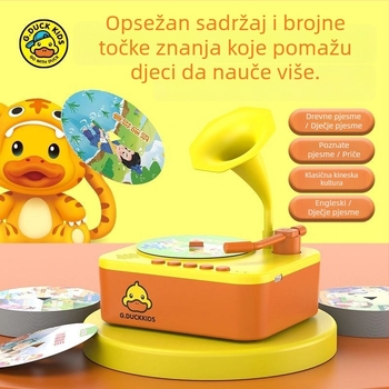 Gramofon-igračka Žuti patak – edukativna igračka za predškolce, ABS, litij baterija, bez memorije, uzrast 4–6 godina