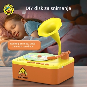 Gramofon-igračka Žuti patak – edukativna igračka za predškolce, ABS, litij baterija, bez memorije, uzrast 4–6 godina