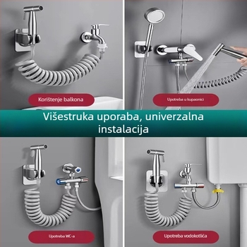 Sprej za WC i bidet od nehrđajućeg čelika, s jednim ulazom i dva izlaza, visokotlačno ispiranje