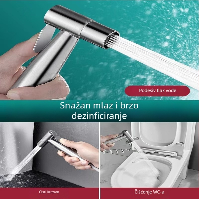Sprej za WC i bidet od nehrđajućeg čelika, s jednim ulazom i dva izlaza, visokotlačno ispiranje