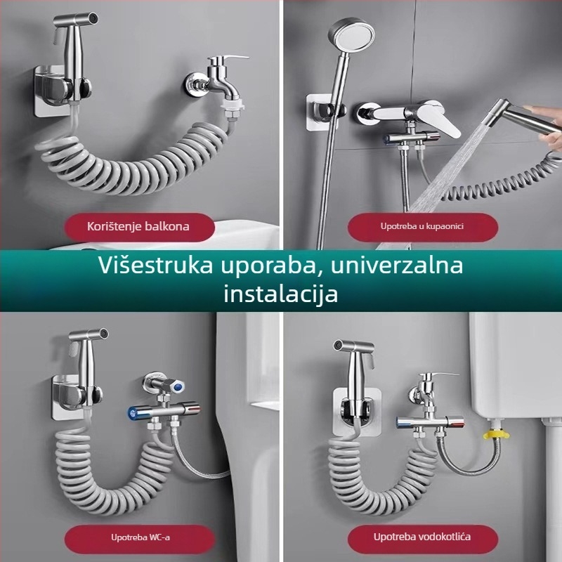 Sprej za WC i bidet od nehrđajućeg čelika, s jednim ulazom i dva izlaza, visokotlačno ispiranje