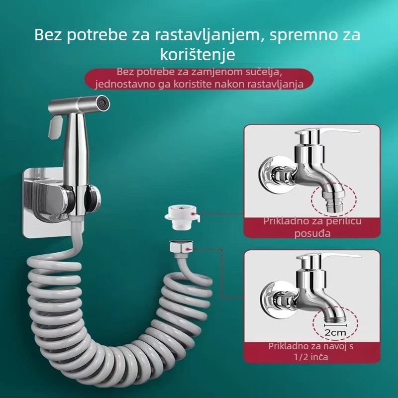 Sprej za WC i bidet od nehrđajućeg čelika, s jednim ulazom i dva izlaza, visokotlačno ispiranje