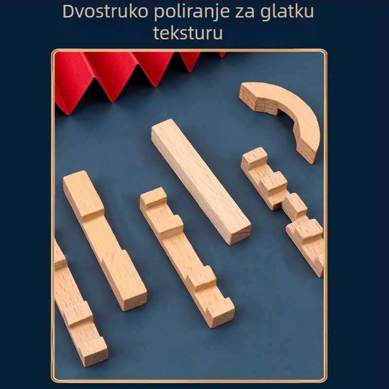 Drveni Kongming Lock / Luban Lock – slagalica i trening mozga, za uzrast 7–14 godina, u šarenoj kutiji