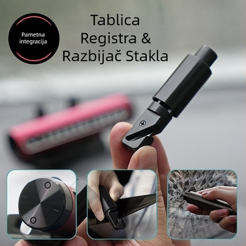 Univerzalni automobilni alat za hitne slučaje s razbijačem stakla, sigurnosnim čekićem i držačem za telefon – plastika, prilagodljivo procesiranje