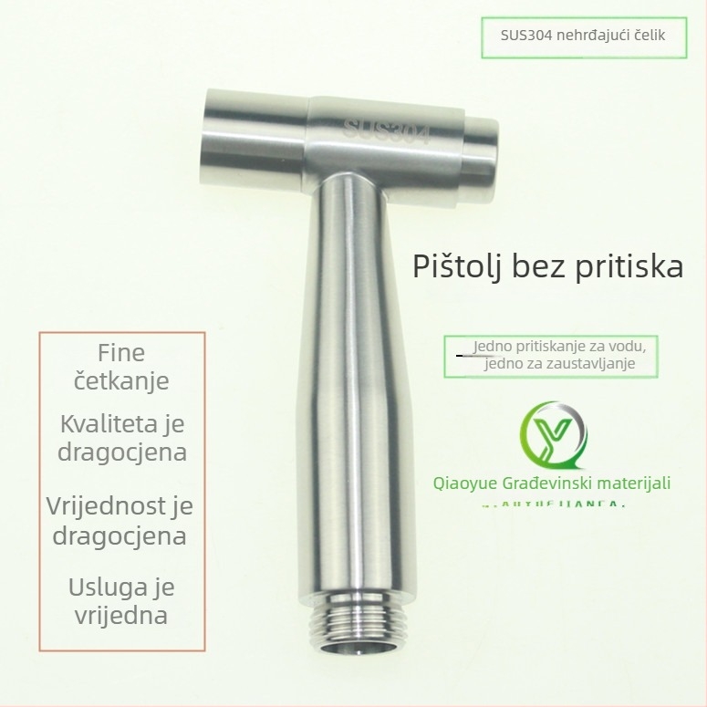 Spray gun od nehrđajućeg čelika SUS304 za sudoper i WC, model bez tlaka, radni tlak 8 bar, unutarnji promjer 10 mm, sučelje s četiri navoja