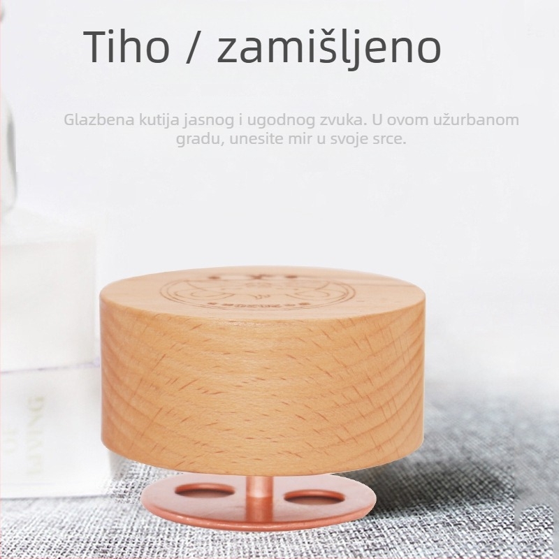 Kružna drvena kutija s glazbom za djecu, DIY s glinom, božićna rotirajuća drvena kutija