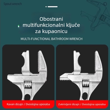 Kupaonski podesivi ključ — višenamjenski, podesivi, s velikim otvorom, dvostruka namjena, aluminijska legura