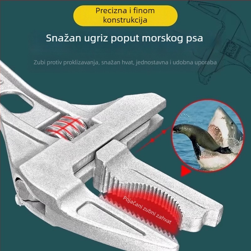 Kupaonski podesivi ključ — višenamjenski, podesivi, s velikim otvorom, dvostruka namjena, aluminijska legura