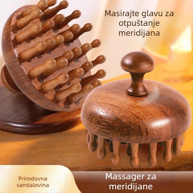 Drveni disk masažni češalj za tjeme i folikule dlake, njega kose