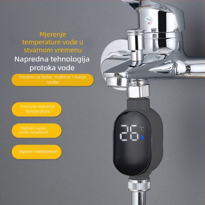Tuš termometar za vodu s digitalnim zaslonom | Vodootporan | Za kupanje beba | Materijal: ABS