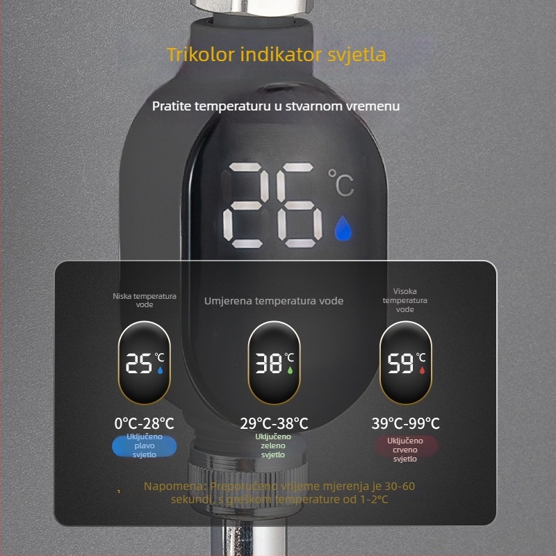 Tuš termometar za vodu s digitalnim zaslonom | Vodootporan | Za kupanje beba | Materijal: ABS