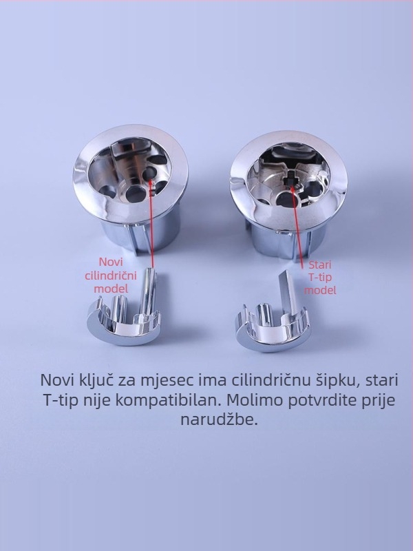 Set pribora za spremnik toaleta od nehrđajućeg čelika: ventil za dovod vode, odvodni ventil, tipka-štanga, klipsa, matica – moderni minimalistički stil
