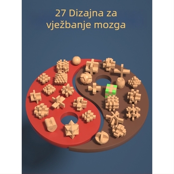 Drveni set Luban Lock / Kongming Lock, QR-123, za djecu 4-6 godina, pakiranje: bijela kutija