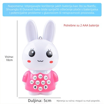 Rani edukacijski stroj za priču za djecu - Mini zeko, višefunkcionalna edukativna igračka, plastična, baterijsko napajanje, za uzrast 4-6 godina
