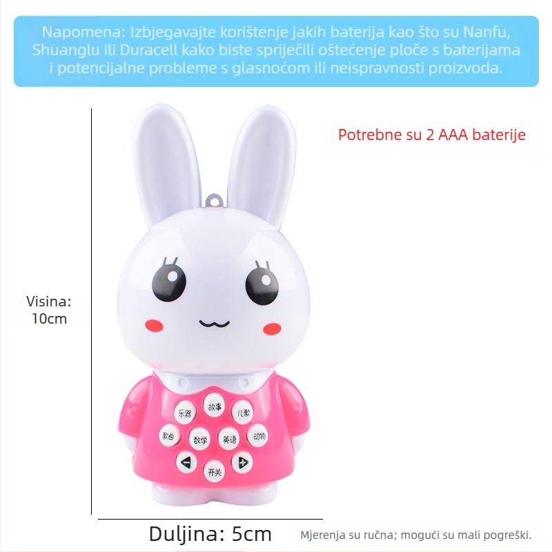 Rani edukacijski stroj za priču za djecu - Mini zeko, višefunkcionalna edukativna igračka, plastična, baterijsko napajanje, za uzrast 4-6 godina