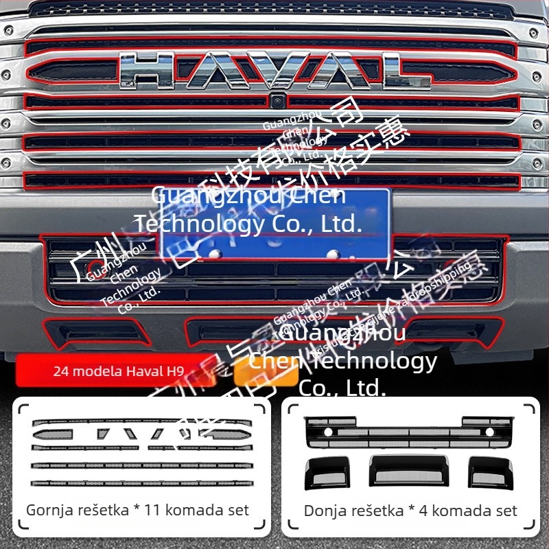 ABS dekorativna traka za prednju rešetku Haval H9 s mrežom protiv insekata
