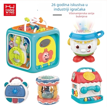 Hexaedronska dječja edukativna igračka – bubanj za udaranje rukom, glazba i učenje (baterijsko napajanje, plastična konstrukcija, uzrast 4–6 godina)