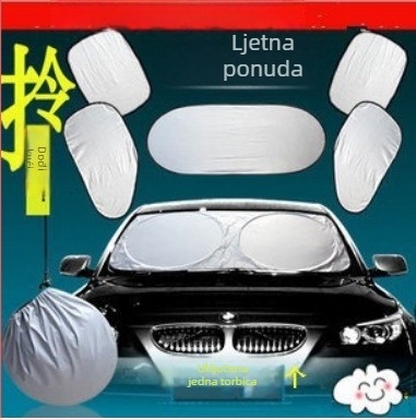 Automobilsko sjenilo za sunce sa srebrnom premazom tkanine, teleskopskim montažom, univerzalni model, jednostavan stil