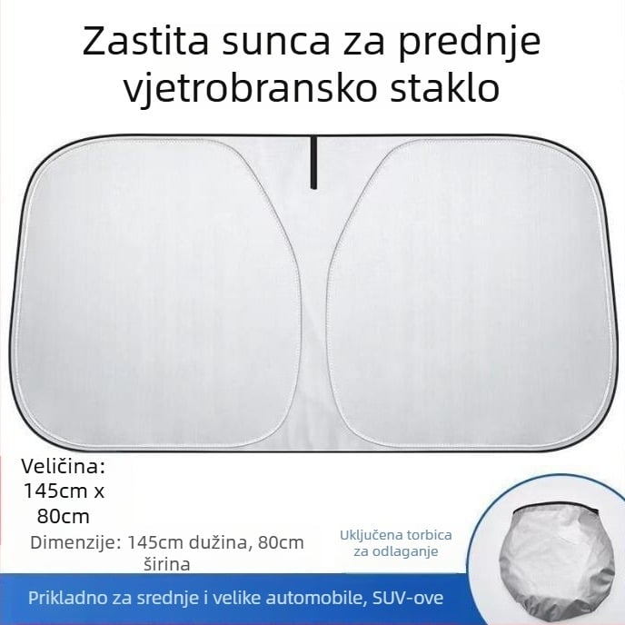 Automobilsko sjenilo za sunce sa srebrnom premazom tkanine, teleskopskim montažom, univerzalni model, jednostavan stil