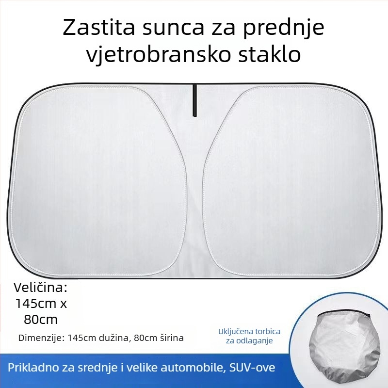 Automobilsko sjenilo za sunce sa srebrnom premazom tkanine, teleskopskim montažom, univerzalni model, jednostavan stil