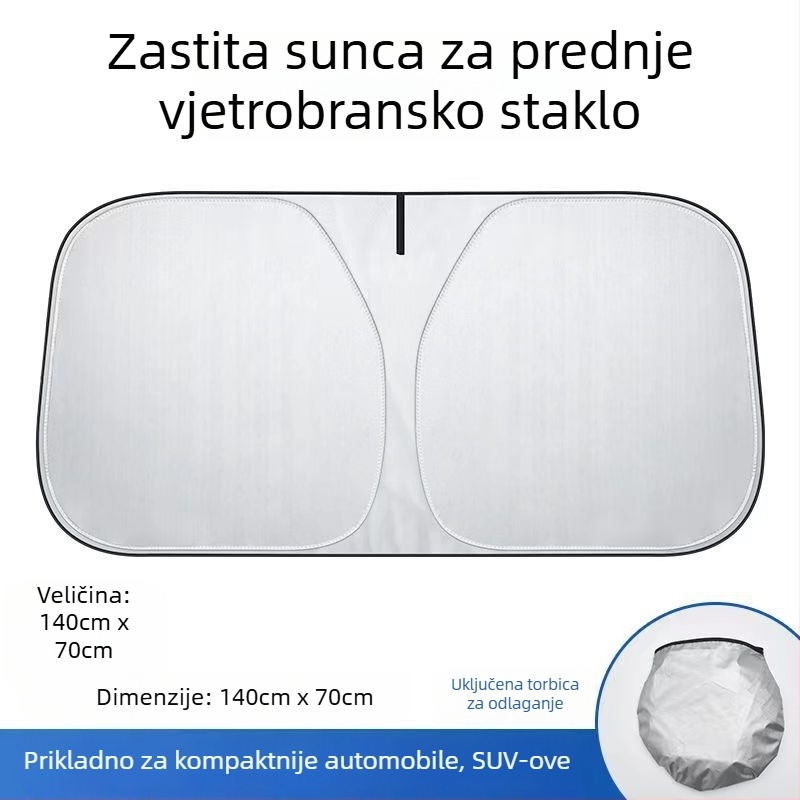 Automobilsko sjenilo za sunce sa srebrnom premazom tkanine, teleskopskim montažom, univerzalni model, jednostavan stil
