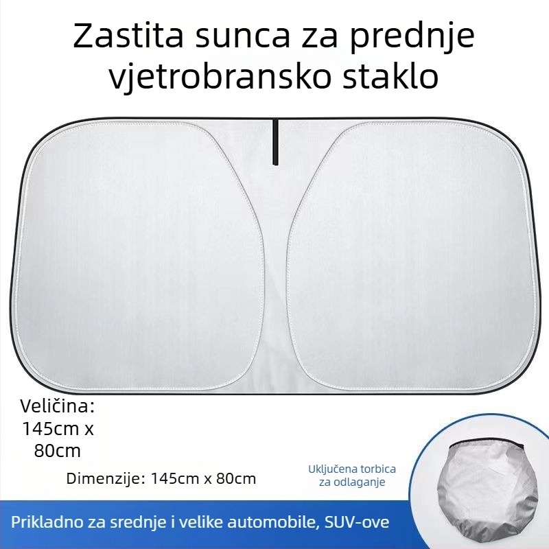 Automobilsko sjenilo za sunce sa srebrnom premazom tkanine, teleskopskim montažom, univerzalni model, jednostavan stil