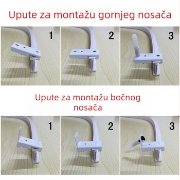 Zavjesna tračnica s savitom za kutni prozor i balkon, mekana tračnica, montaža bušenjem, model 005, materijal: čelik, završna obrada: plast čelik, moderan i jednostavan stil