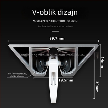 Aluminijska tračnica za zavjese – V-oblik, ultra-tanka, tiha kutija, Wenxin WX250313, moderan jednostavan stil, gornja ili bočna montaža