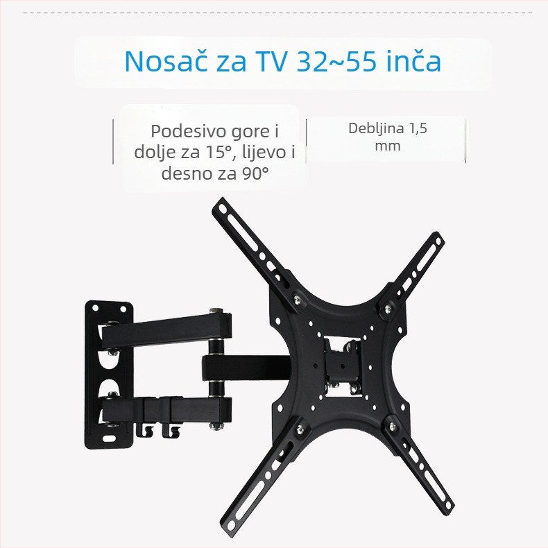 Univerzalni zidni nosač za televizor 32–55 inča, okretno teleskopski ram, model P4s