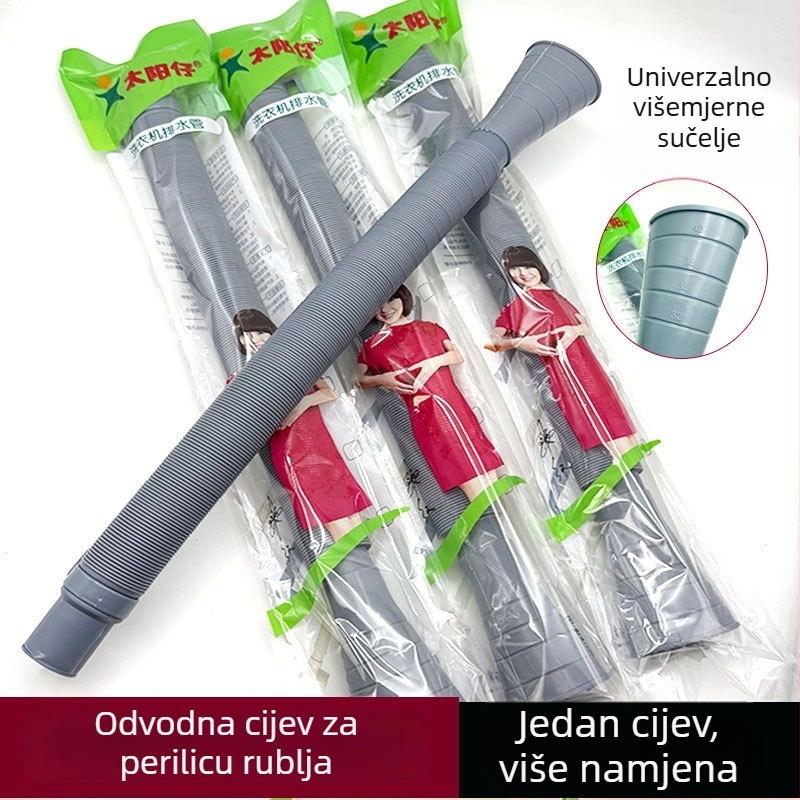 Sunboy proširiva odvodna cijev za perilicu — odvodna cijev za ispuštanje vode, balkonska pulsator cijev, otporna na puknuće, debele, PE/EVA