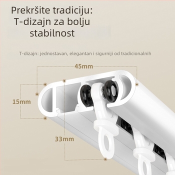 Sustav zavjesa sa bočnom montažom i dvostrukom tračnicom za ergersko prozorsko okno, aluminijska legura, tih, ultra-tanka šina za klizanje