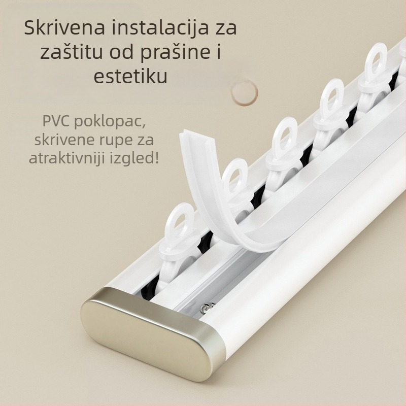 Sustav zavjesa sa bočnom montažom i dvostrukom tračnicom za ergersko prozorsko okno, aluminijska legura, tih, ultra-tanka šina za klizanje