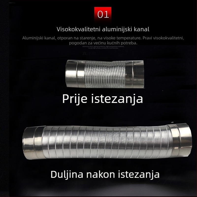 Teleskopska aluminijska cijev za ispušni kanal plinskog bojlera