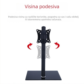 Rotirajući nosač za monitor za jedan ekran, teleskopski stolni nosač, metalna konstrukcija, zidni nosač, nosivost iznad 15 kg