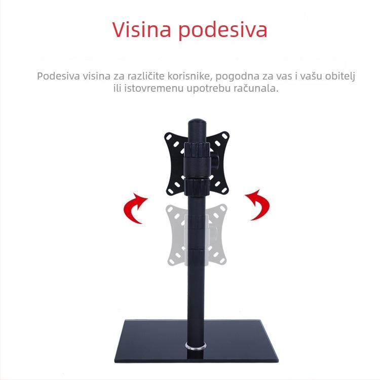 Rotirajući nosač za monitor za jedan ekran, teleskopski stolni nosač, metalna konstrukcija, zidni nosač, nosivost iznad 15 kg