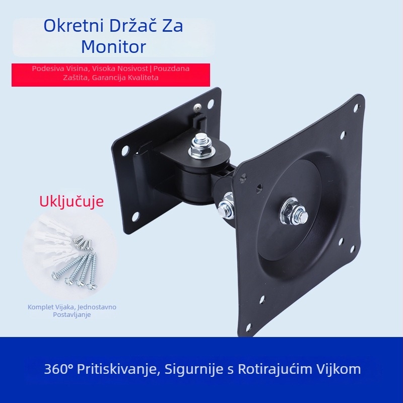 Univerzalni zidni nosač za LCD/TV s 360° rotacijom, model S-02, mehaničko upravljanje, nosivost preko 15 kg