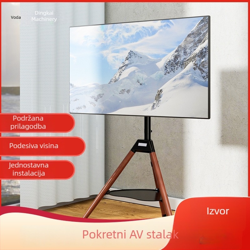 Masivni drveni mobilni nosač za televizor s LCD zaslonom i ladicom za dodatke, za televizore od 32 do 65 inča