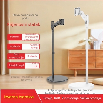 Pokretni držač za monitore i televizore, rotirajući, na kotačićima, od nehrđajućeg čelika, model 05, 5 kg, univerzalna kompatibilnost sa standardnim zaslonima