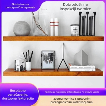 Drvena zidna polica, dvostruka, zidna montaža, moderni minimalistički stil, višenamjenska