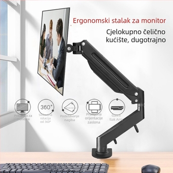 Stalak za monitor s rotacijom, podizanjem i teleskopskom rukom te bazom — mehaničko upravljanje