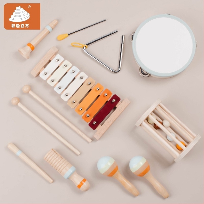 Drveni Orff instrument set za djecu – kombinirani instrumenti, marka Cloud Elephant, uzrast 4–6 godina