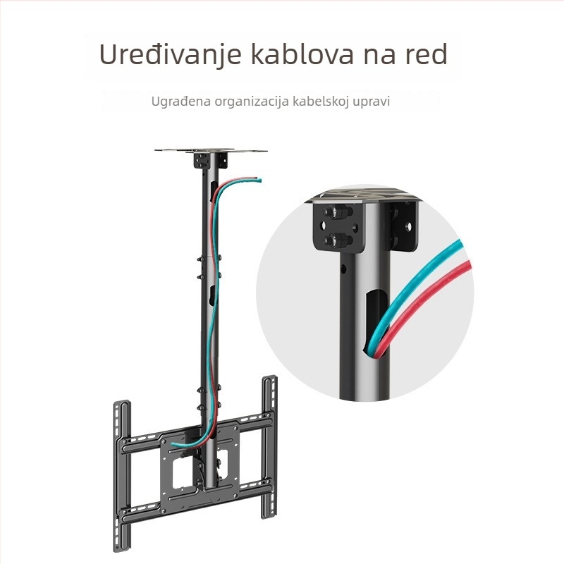 LCD TV plafonski nosač s izvučenom visinom, pomični zidni nosač, mehaničko upravljanje, željezna konstrukcija, nosivost iznad 15 kg