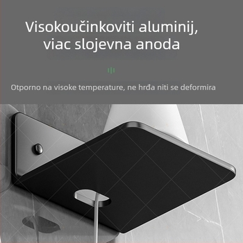 Nosač/polica za ruter za zidno montažu ljepilom, aluminijski materijal, 1 sloj, moderni minimalistički dizajn za WiFi uređaje i set-top box